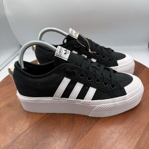 ADIDAS Originals Nizza Platform Retro Sneakers Black/White Women's Size 8.5